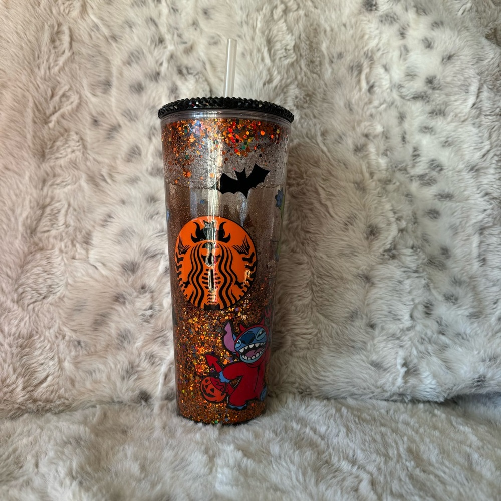 Stitch Halloween Snow Globe Tumbler 🧡🖤